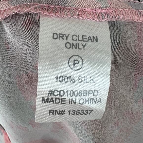 S.Y.L.K. Pink XS Flutter Top Silk Tie Dye Print V-Neck Dolman Sleeve Pullover - Picture 8 of 9